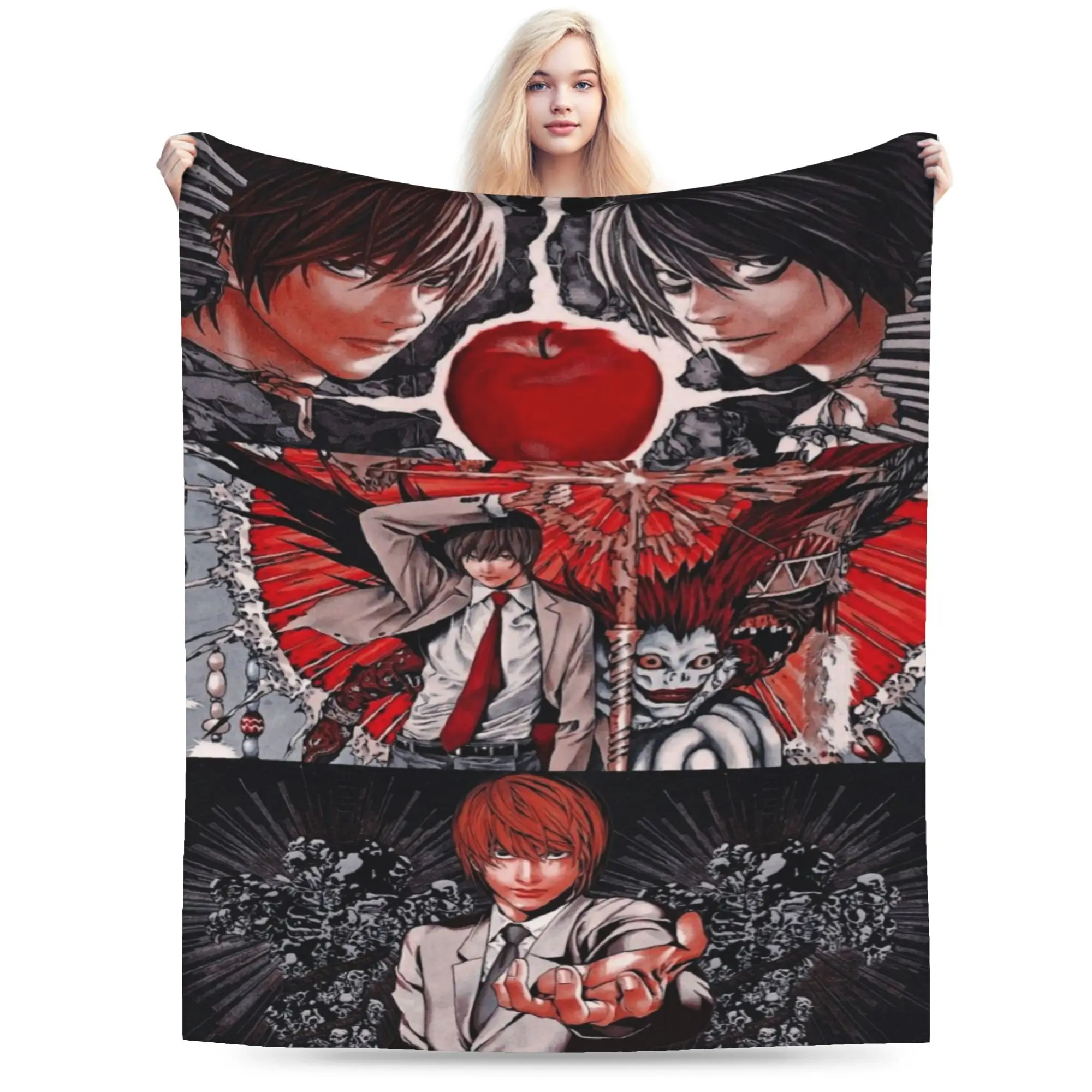 deaths notes anime catoon Blanket Velvet  Cozy Lightweight Thin Throw Blanket for Sofa Quilt