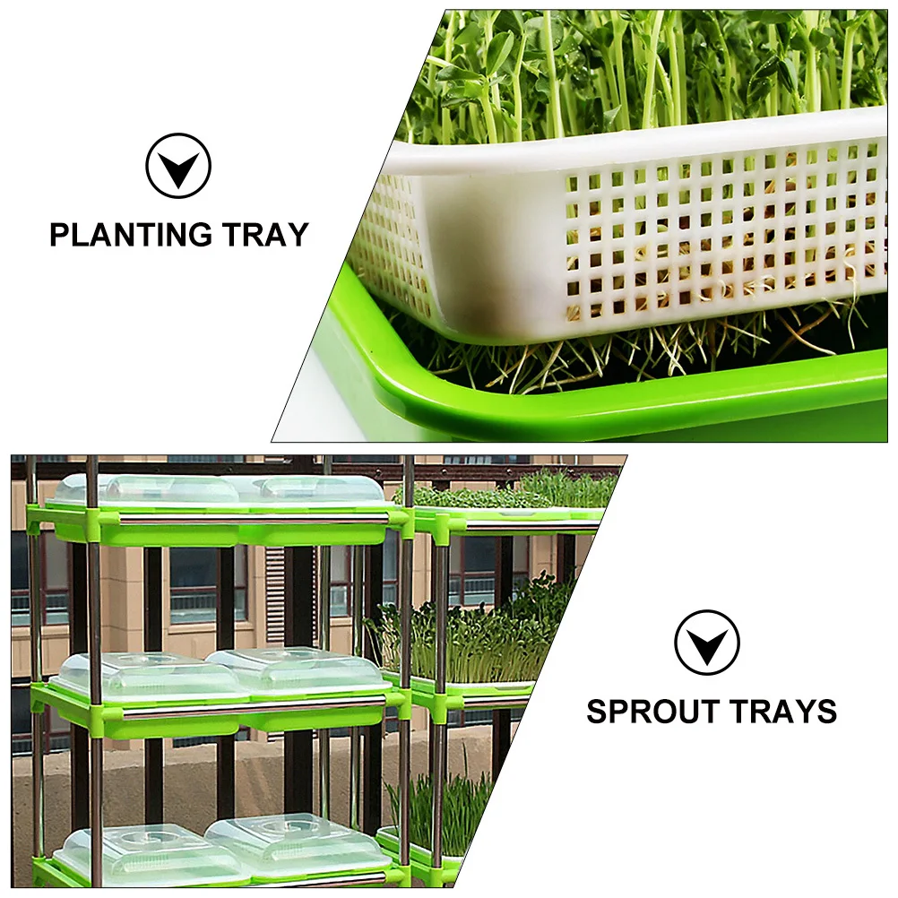 

2Sets Sprout Trays Heat Moisture Preserving Sprouter Tray for Wheatgrass Bean Growth Nursery Tray Starter Sprout Trays