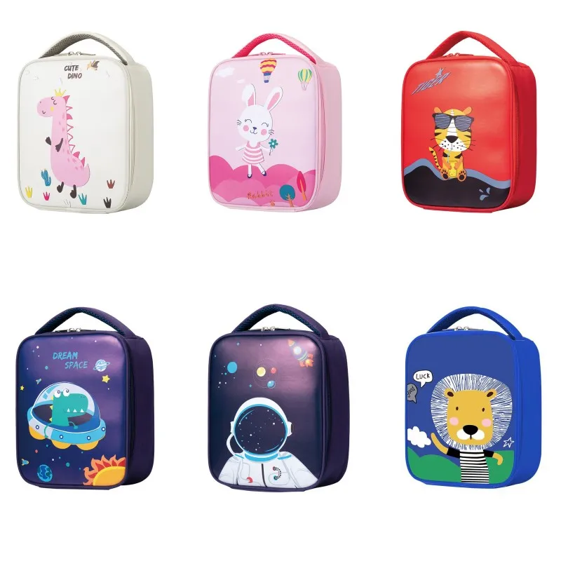 Cartoon Thermal Lunch Bags Portable Oxford Fresh Cooler Pouch for Students Children Lunch Picnic Storage Box Bento Food Handbags