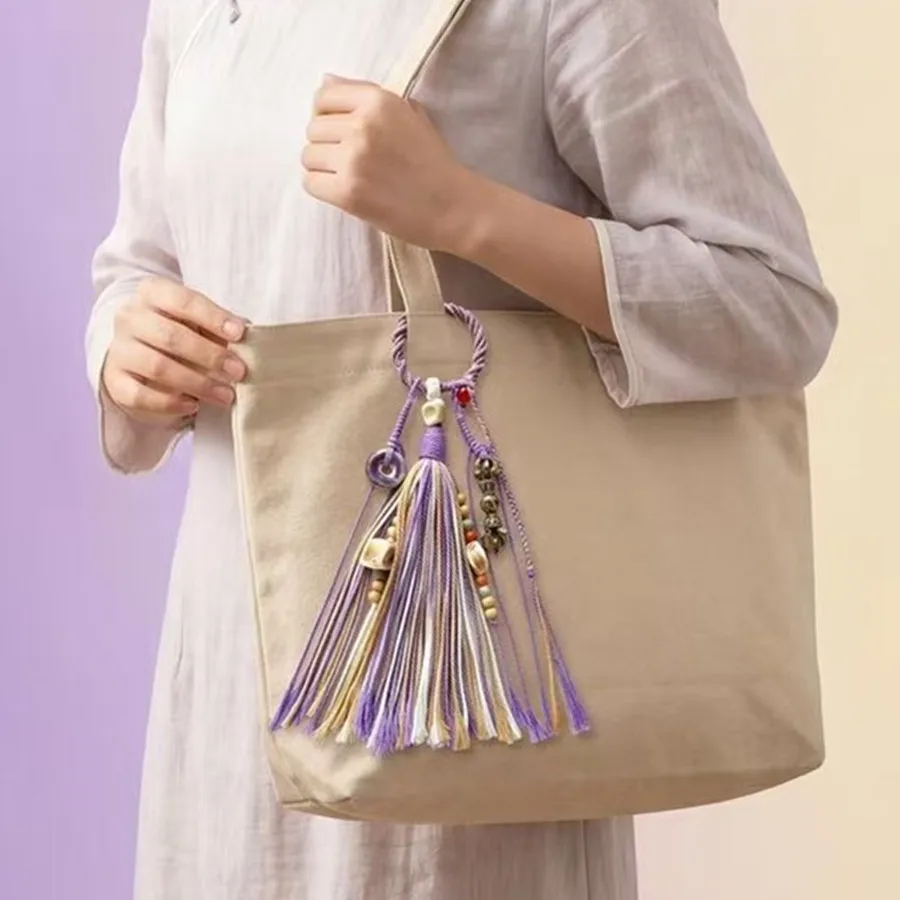 Tibetische Quaste mit Kupfermünzen und Perlen, Vajra-Stößel-Anhänger, gewebtes Lanyard, DIY-Schlüsselanhänger, Handyriemen, Taschen- und Auto-Hängeaccessoire – Detail 14