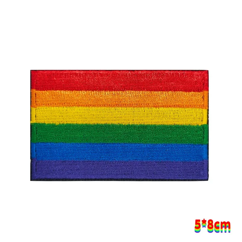 Rainbow Flag Patch on Clothes Bisexual Pride Embroidery Patches Gay Hook and Loop Appliques Badges on Backpacks Bags Stickers