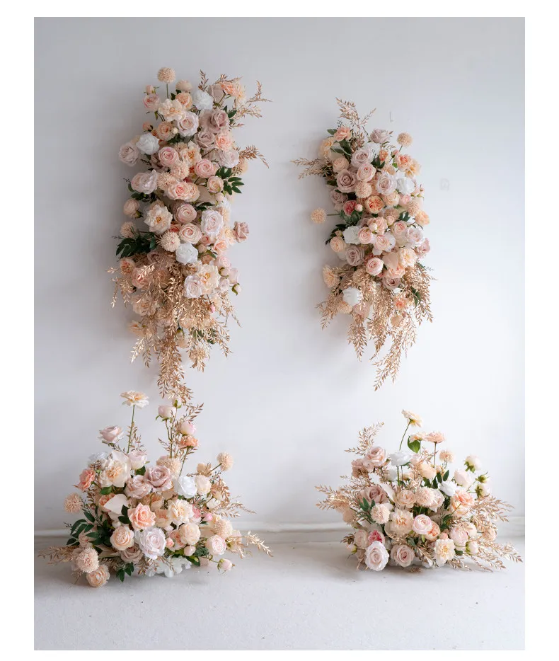 5D Champagnerrosa Rosenblumen-Hängerei, Blumenarrangement für Hochzeits-Hintergrunddekoration, Wand-, Tisch- und Fensterdekoration für Partys – Detail 5