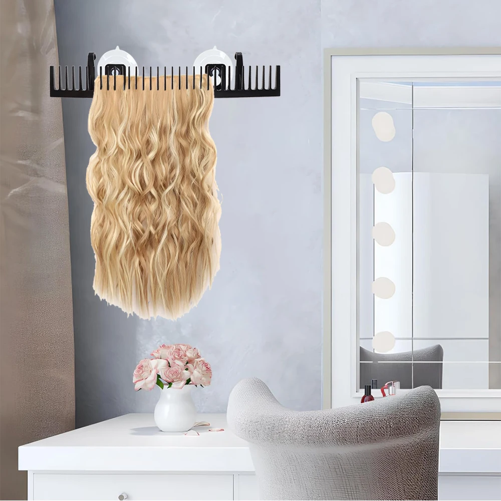 Hair Extensions Stand And Suction Cup Hook For Hair Styling Wall Mounted Hair Extension Holder Hair Drying Rack Wig Accessories