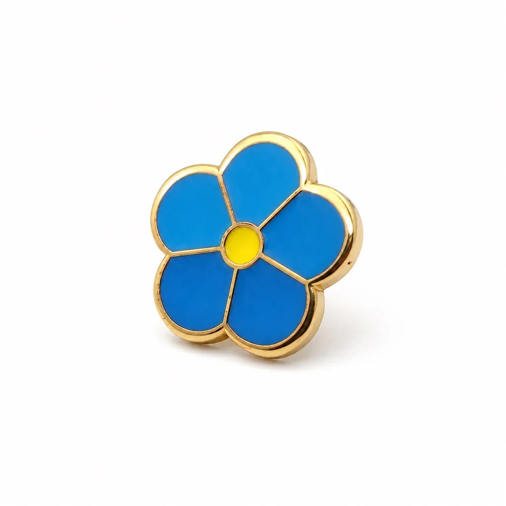 7.5mm Small Forget Me Not Enamel Masonic Lapel Pin Gold Metal Masonic Brooch Badge Elegant Fashion Suit Jacket Accessories Gifts