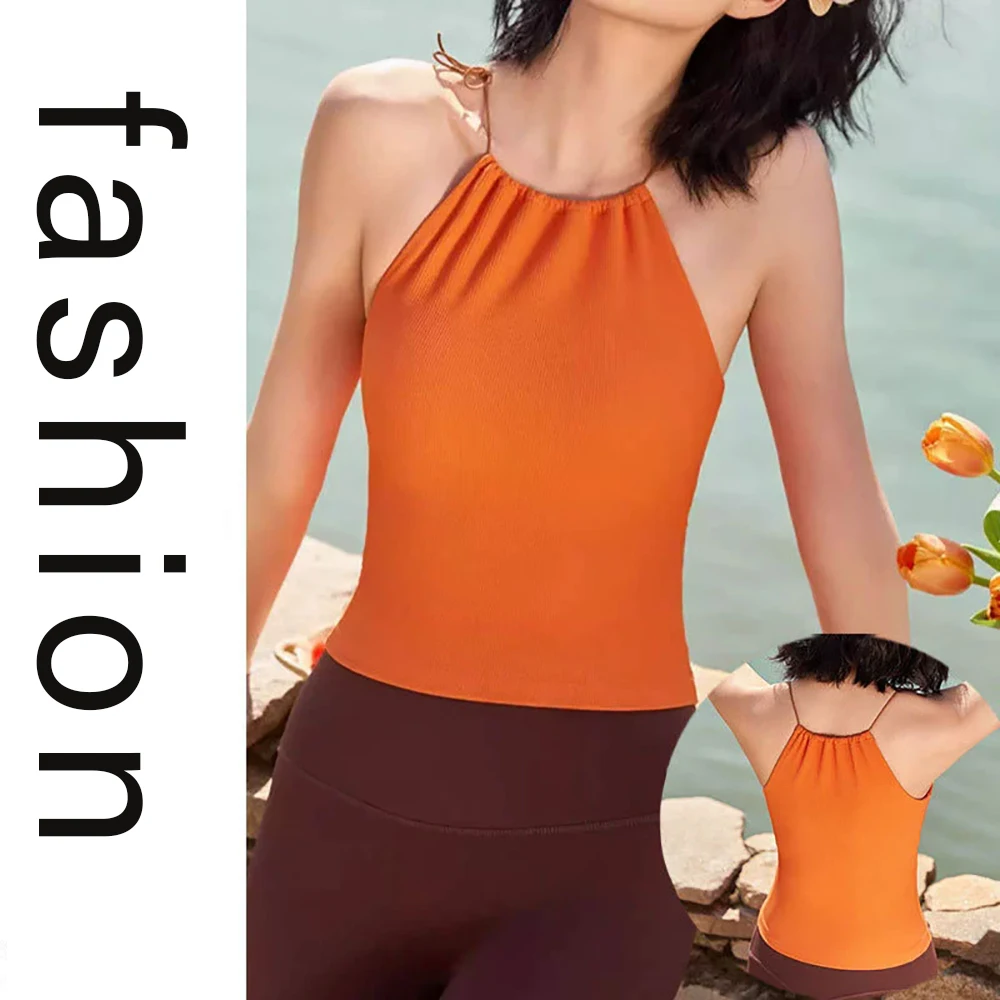 

Tight-Fitting Yoga Vest Women With Chest Pads Outdoor Sports Yoga Wear Quick-Drying Fitness Top Breathable Fashionable Sportswe