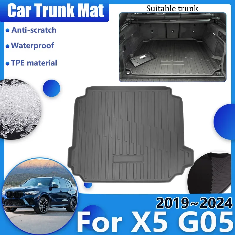 

Car Trunk Floor Mat for BMW X5 G05 SWB 2019~2024 Waterproof Carpet Protector Luggage Upholstered TPE Storage Pad Car Accessories