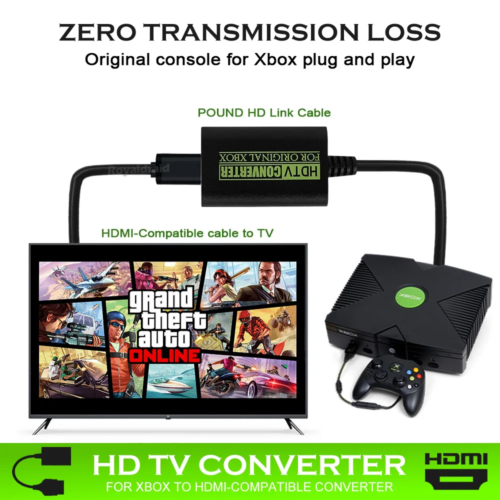 HDMI Adapter Converter for Original Xbox Console，XBOX to HDMI Converter HD Link Cable Xbox TO HDMI TV Plug and Play image 3