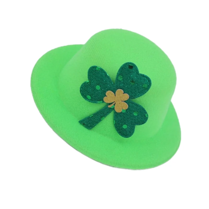 652F Shamrock Hat Hairpin Clovers Hat Decoration Hair Clip Green Hat Hairpin for Festives Celebrations and Everyday Wear