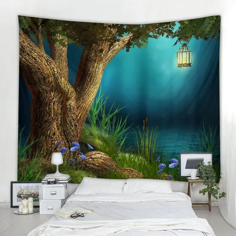 Bohemian Decorative Fantasy Tree Tapestry Wall Hanging Mat Multi-function Tablecloth Cover Picnic Beach Towel Psychedelic