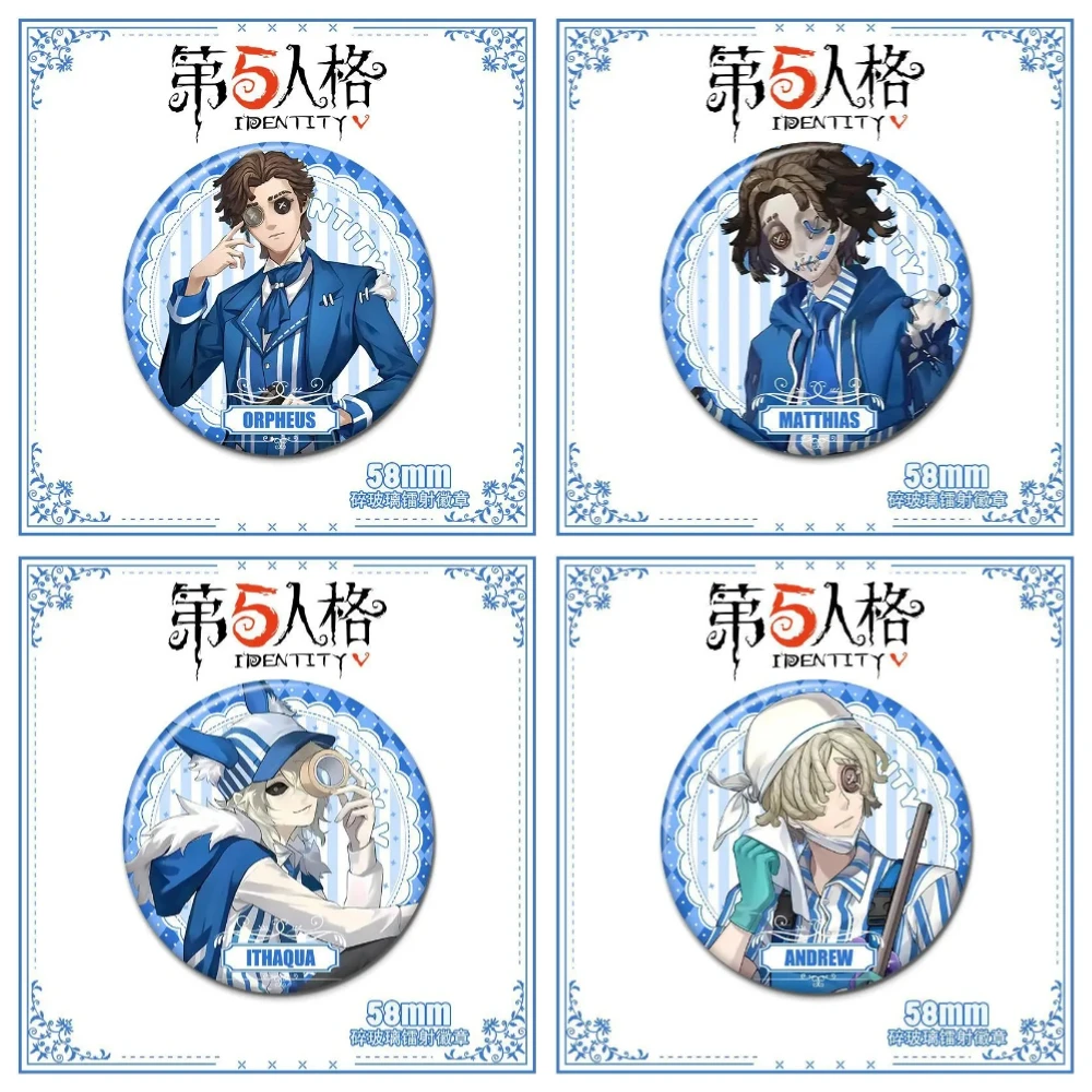 Game Identity V Peripheral Laser Tinplate Badge POSTMAN ANDREW ORPHEUS MATTHIAS ANNE Brooch for Backpack Clothing Accessories