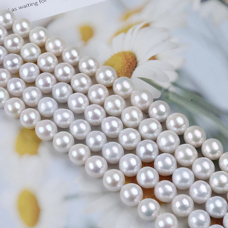 

Wholesale 10-13mm Chinese Cultured Edison Round Freshwater Enhanced Pearls Beads Strand For Jewelry Making