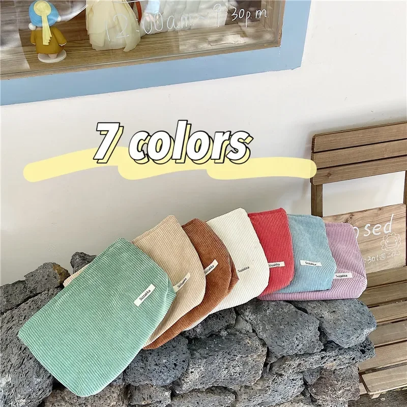 Women Large Cosmetic Bag Corduroy Cloth Girl Makeup Pouch Hand Travel Bag Lipstick Organizer Cases Zipper Clutch Phone Purse