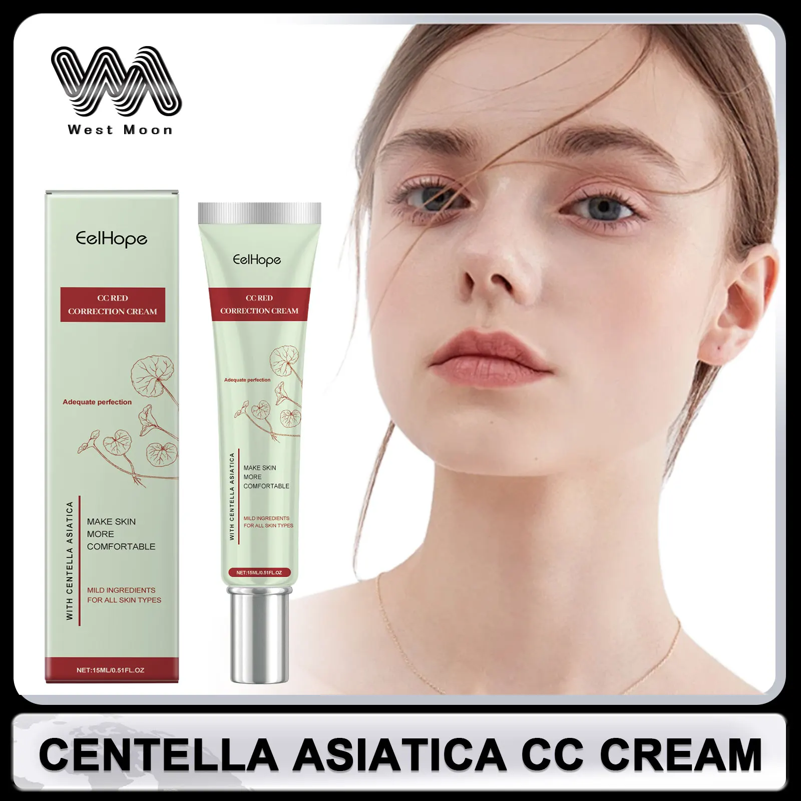 

Centella Asiatica CC Cream Full Coverage Oil Control Brightening Skin Tone Long Lasting Cover Pores Moisturizing BB Cream Makeup