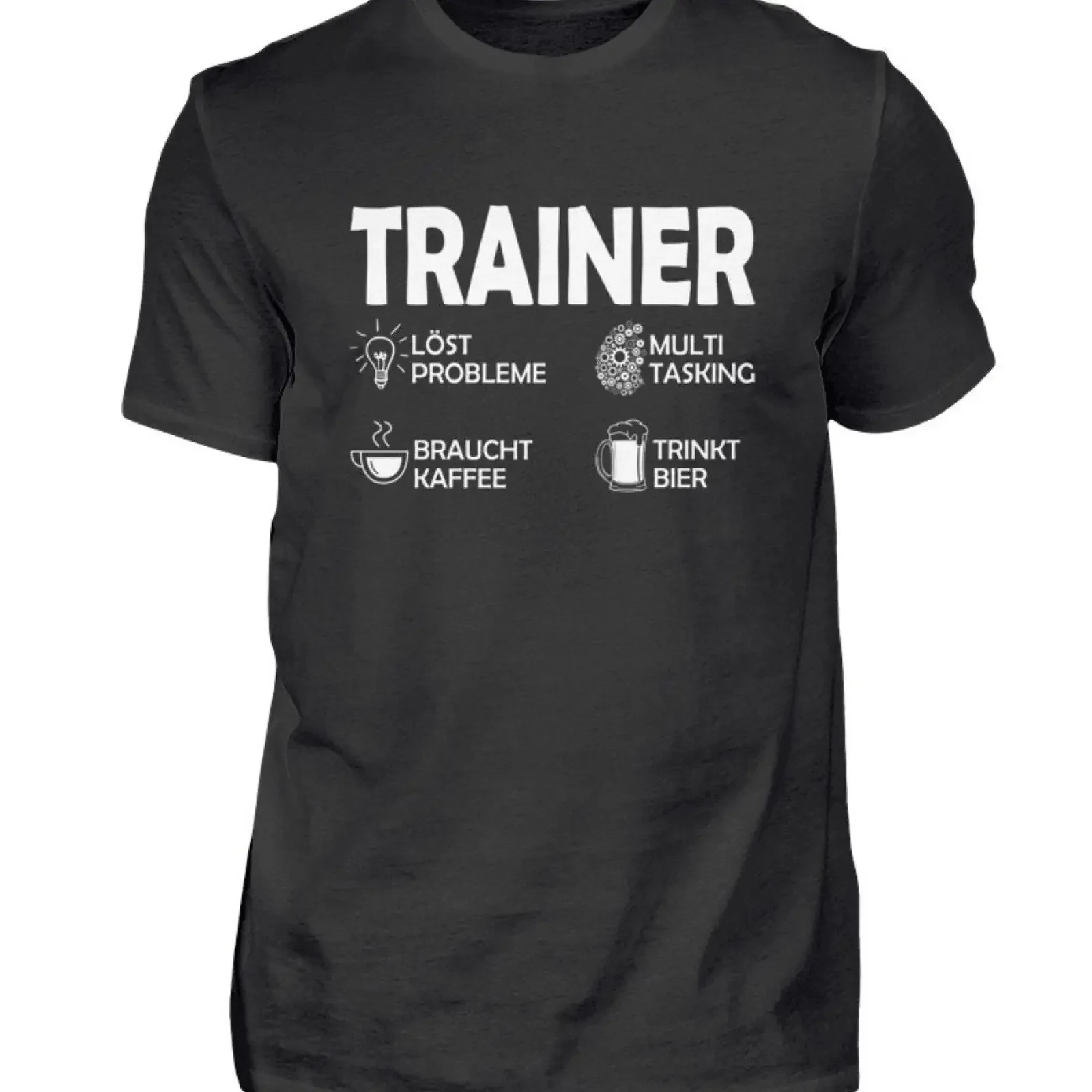 T-shirt vintage pour homme, délavé, légèrement stylé, respirant, avec motif graphique, idéal pour l'entraînement, les arbitres et les clubs, avec message 'T-Shirt Trainer Solves Problems Training Referee Saying Club Ideas'.