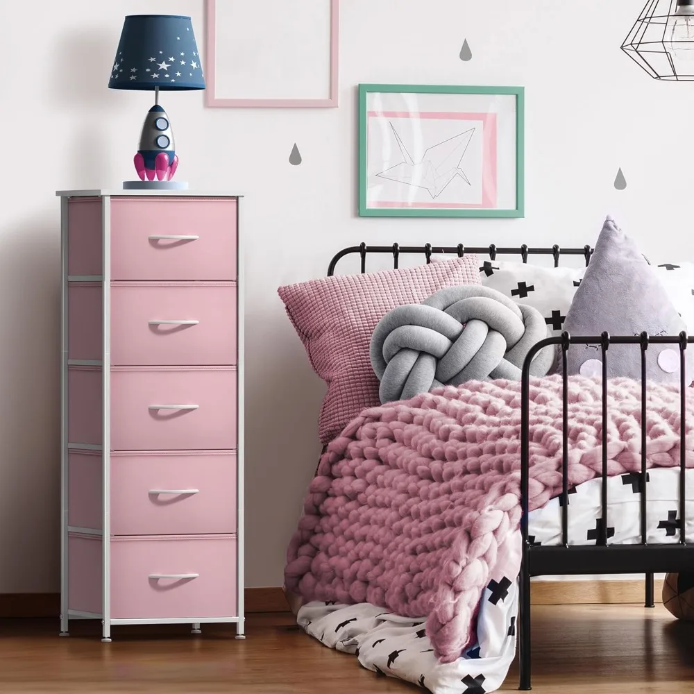 Cômoda para quarto infantil - Cômoda com 5 gavetas, torre alta de armazenamento, organizador de roupas, para armário, para sala de jogos, para berçário