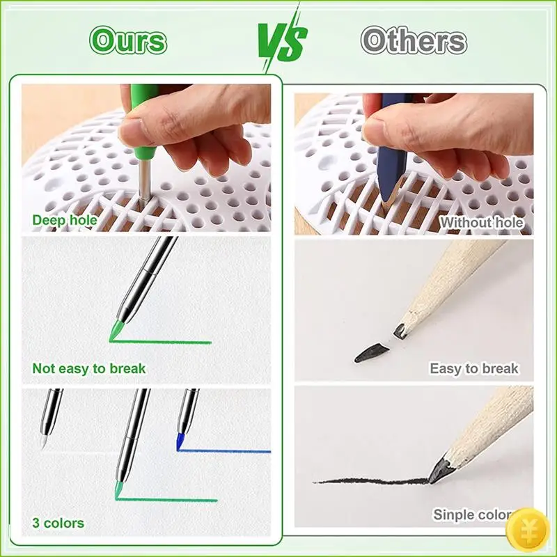 24PCS 2.8 Mm Woodworking Pencil Refills  Construction Pencil Refills For Deep Hole Mechanical Pencil Marker