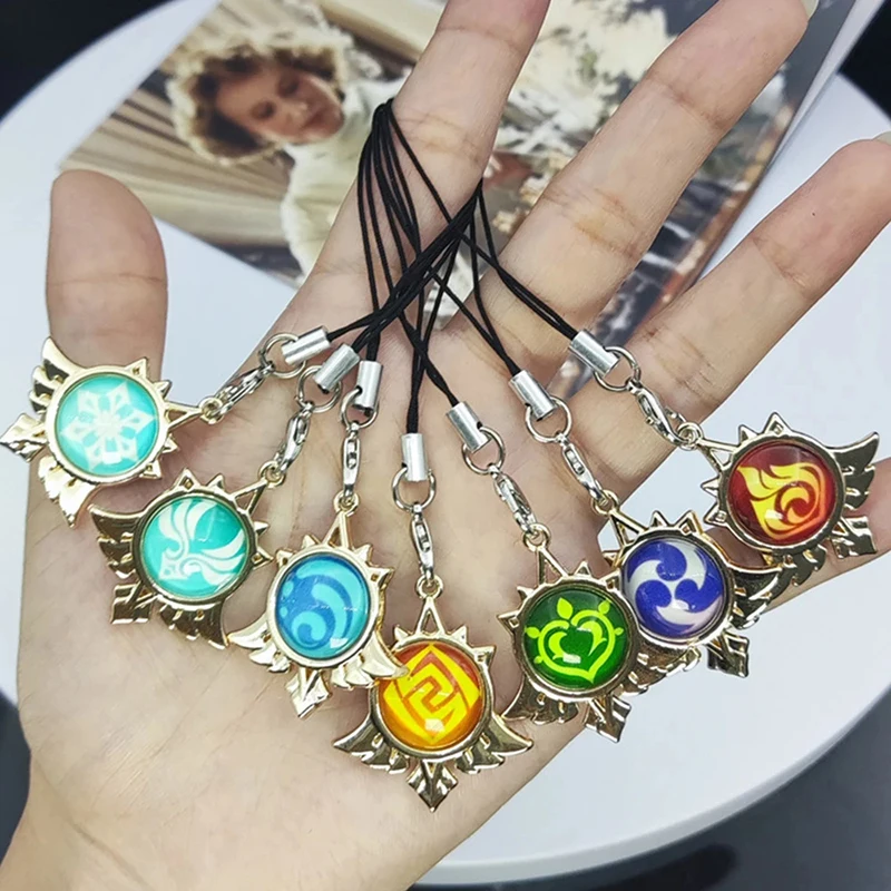 Game Genshin Impact Vision Luminous Hanging Decoration 7 Element Weapons Eye Of Original God Pendant Home Cosplay Ornament Gifts