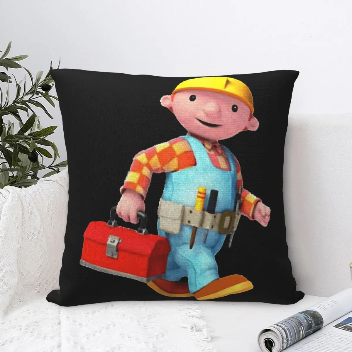 Bob The Builder Pillowcase Polyester Cushion Cover Decorations Can We Fix It Toolbox Tractor Throw Pillow Case Cover Home