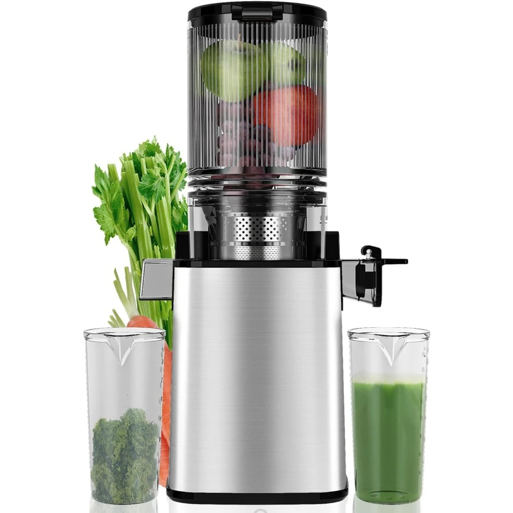 

Masticating Juicer Machines, 350W Slow Cold Press Juicers with 5.3" Feeding Chute, High Juice Yield Juicer