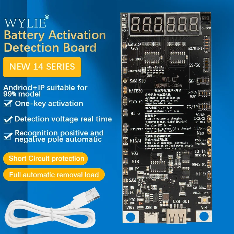 WYLIE WL-338A Battery Activated Detection Board Battery Fast Charge For Android & iPhone 5G-14 Pro Max One-click Activation