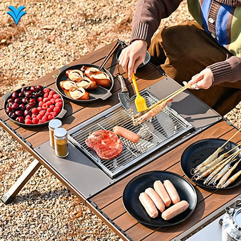

Portable Aluminium Cooking Table Roll-up Folding Kitchen Table for Camping for Picnics