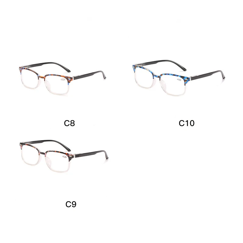 Leopard Square Reading Glasses Women Men Rivet Presbyopia Eyeglasses With Diopter +1.0 +1.25 +1.75 +2.25 +3.25 +3.75 +4.0