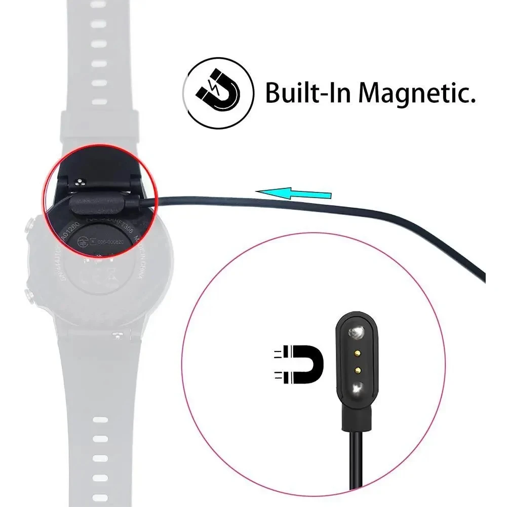 60CM Magnetic Charging Cable For Smart Watch For 2 Pin 7.62mm 4mm 2.84mm Distances Black USB Power Charger Cables Universal