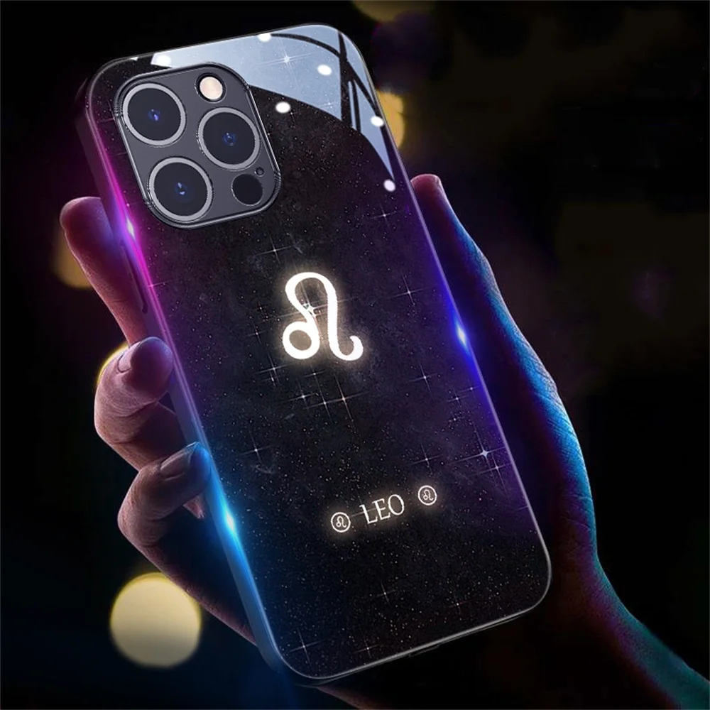 

So Pretty 12 Constellation Pattern Sound Control LED Flash Cases For Samsung S24 S23 S22 S21 S20 FE Note 10 20 Plus Ultra