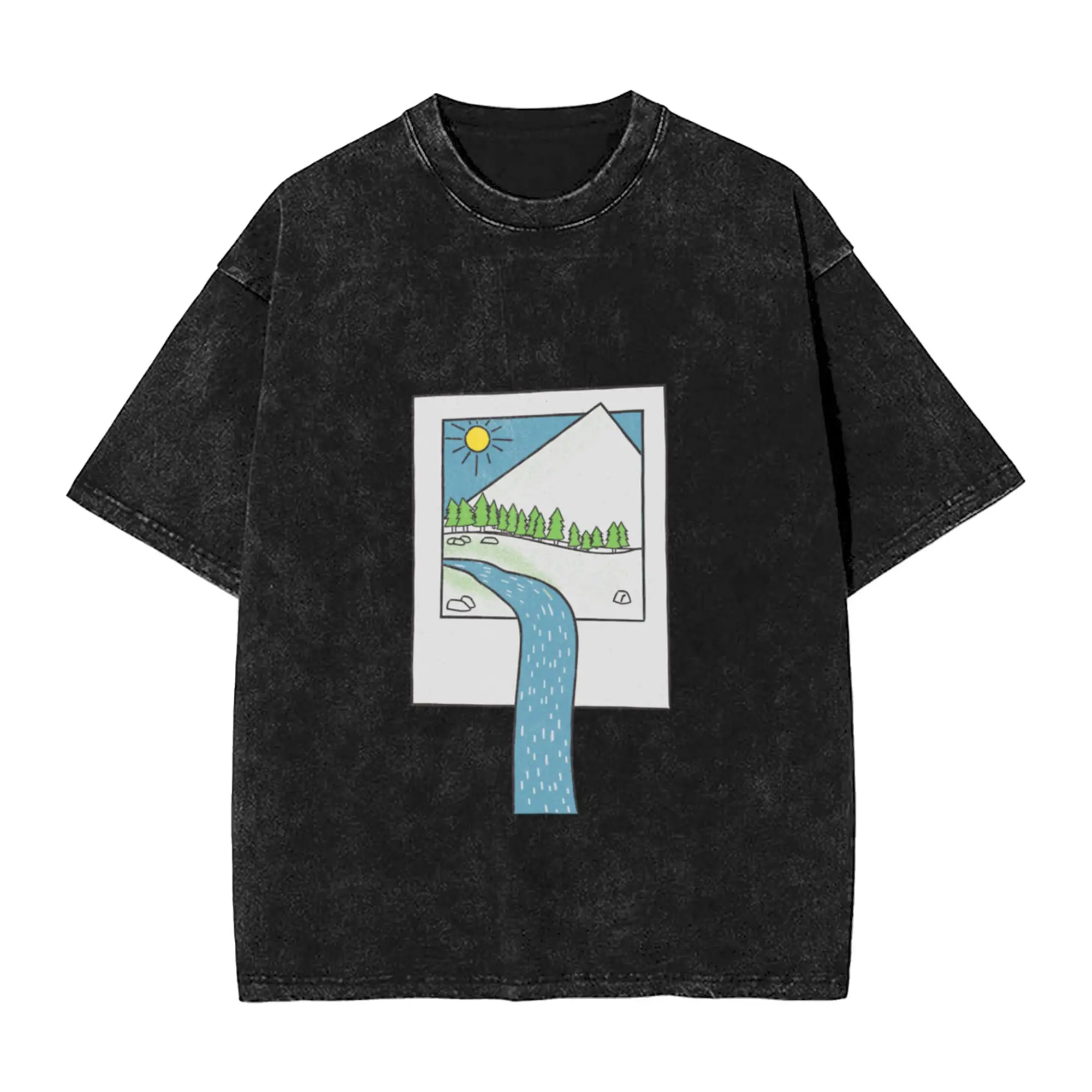 Scenery Picture  Unique Comfort A Washed T Shirt Men's Women's Oversized Cotton Tees Tops
