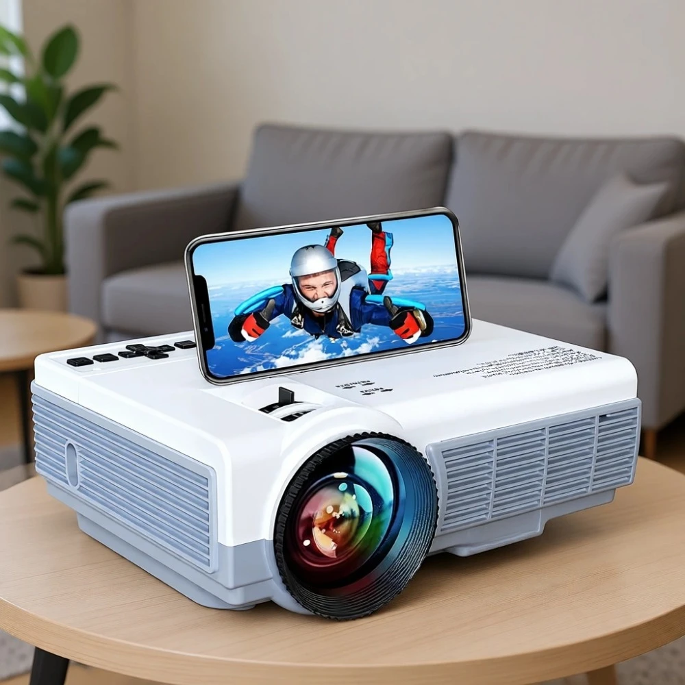 

Портативный проектор Native 1080P 18000L с поддержкой 5G WiFi, Bluetooth, для домашнего кинотеатра и использования на улице, со встроенным динамиком, HDMI, USB, AV