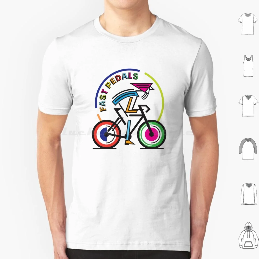 Camiseta con pedales rápidos, talla grande, 100% algodón, carrera de bicicletas, Vector colorido, carrera deportiva, hombre, mujer, hombre, señora, chico, diversión, líneas originales de artista