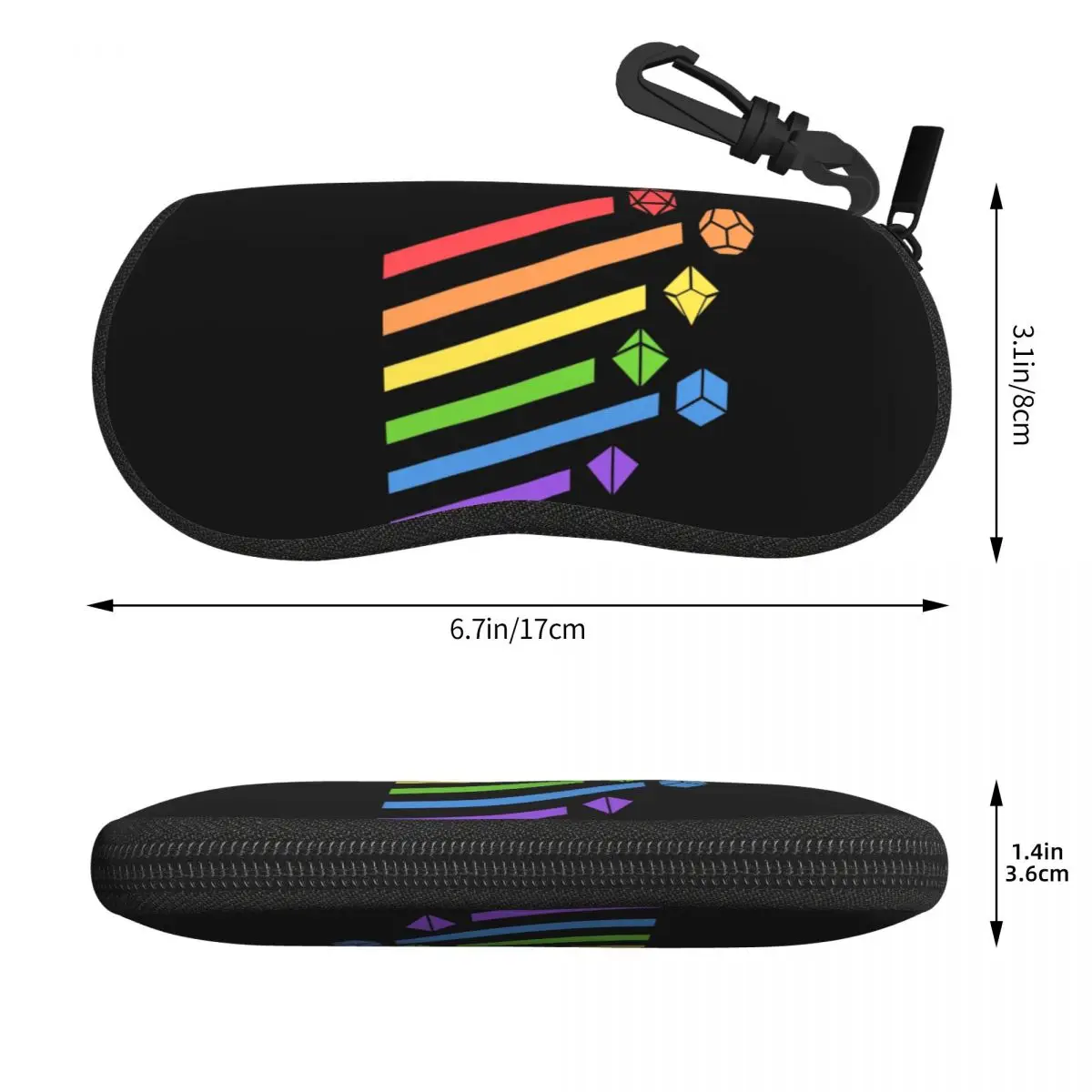 Custom Rainbow Dice Set Sunglasses Case Neoprene Zipper Lesbian LGBT Gay Pride Shell Eyeglass Case Protective Box For Glasses