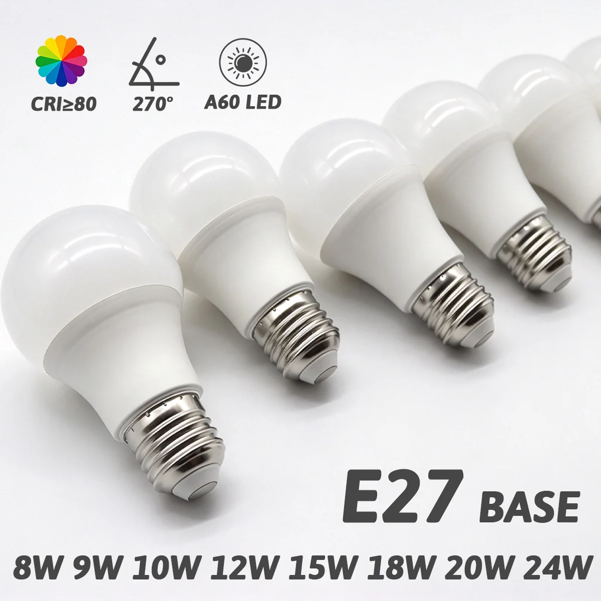2–20 Pack, E27 LED Light Bulbs AC220V True Rated Power, Multi Wattage 8W 9W 10W 12W 15W 18W 20W 24W for Foyer & Home Lighting