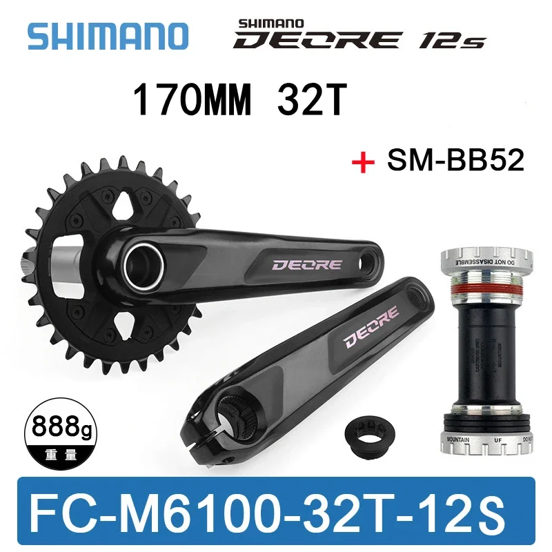 Shimano DEORE FC-M6100 FC-M6120 12Speed 170MM 32T 12S FRONT CHAINRING CRANKSET 12V CRANKARM CHAINWHEEL Original Parts SM-BB52