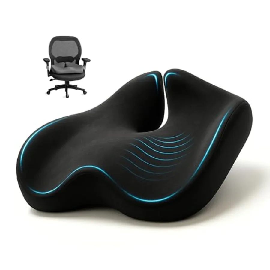 

Ergonomic Seat Cushion for Sciatica Tailbone Pain Relief Extra Large Memory Foam Office Chair Cushion for Long Sitting Orthoped