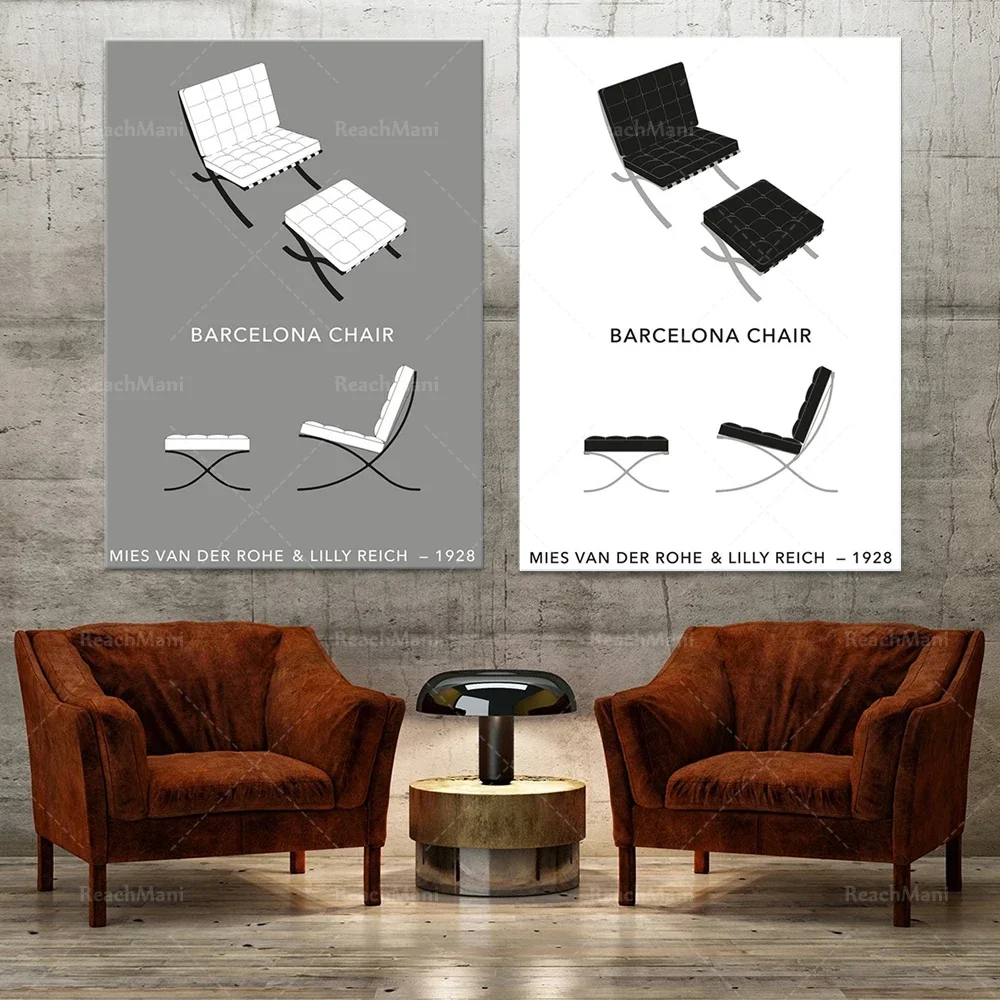 Barcelona chair poster, Mies van der Rohe poster, Ludwig Mies van der Rohe, Barcelona chair poster