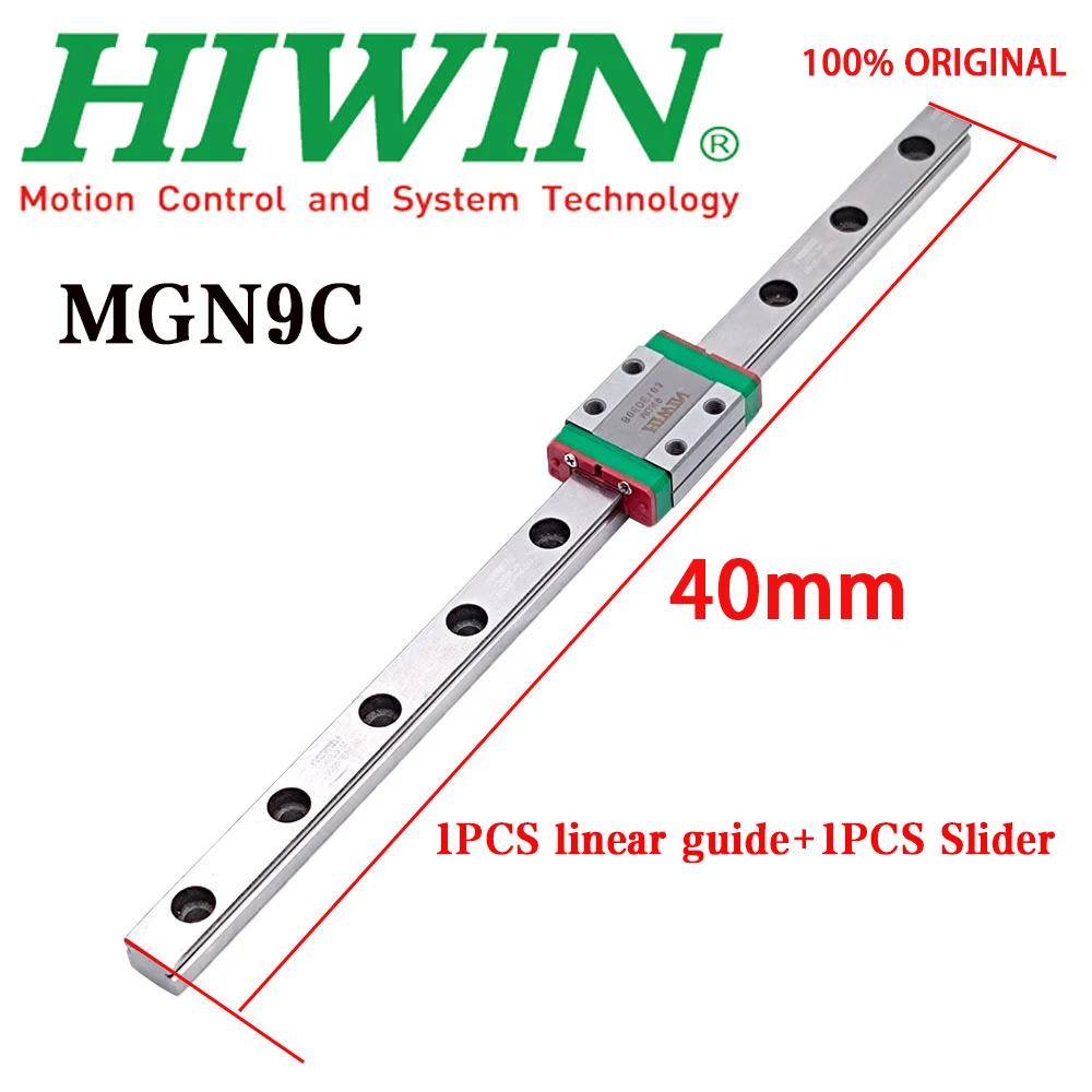 

HIWIN Genuine MGN9C MGN9 Miniature Linear Guide Slide 40mm 1Pcs Linear Guide+1Pcs Slider For 3D Printers and SLR Camera Lenses