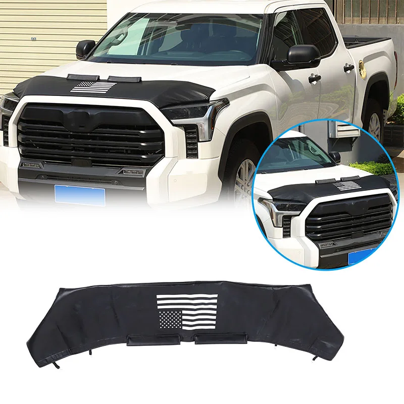 For Toyota Tundra/Sequoia 2022+ Car Hood Sand and Stone Deflector Protection Cover Leather Exterior Modification Accessories