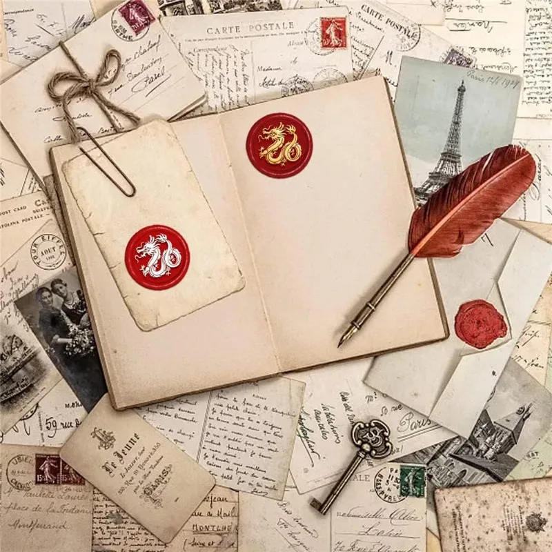 رأس ختم شمع تنانين بمقبض خشبي ، شمع مانع للتسرب على الحيوانات ، خمر ، نحاسي قابل للإزالة ، ريترو ، عتيق ، زفاف ، مجموعة واحدة ، 30 #4