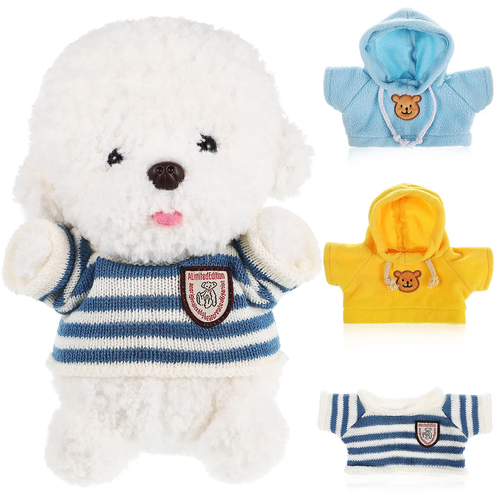 

3Pcs Fashionable Tiny Sweater and Hoodie Set Bright Colors Stretchy Fabric for Stuffed Bears Mini Clothing Fun Dress Up