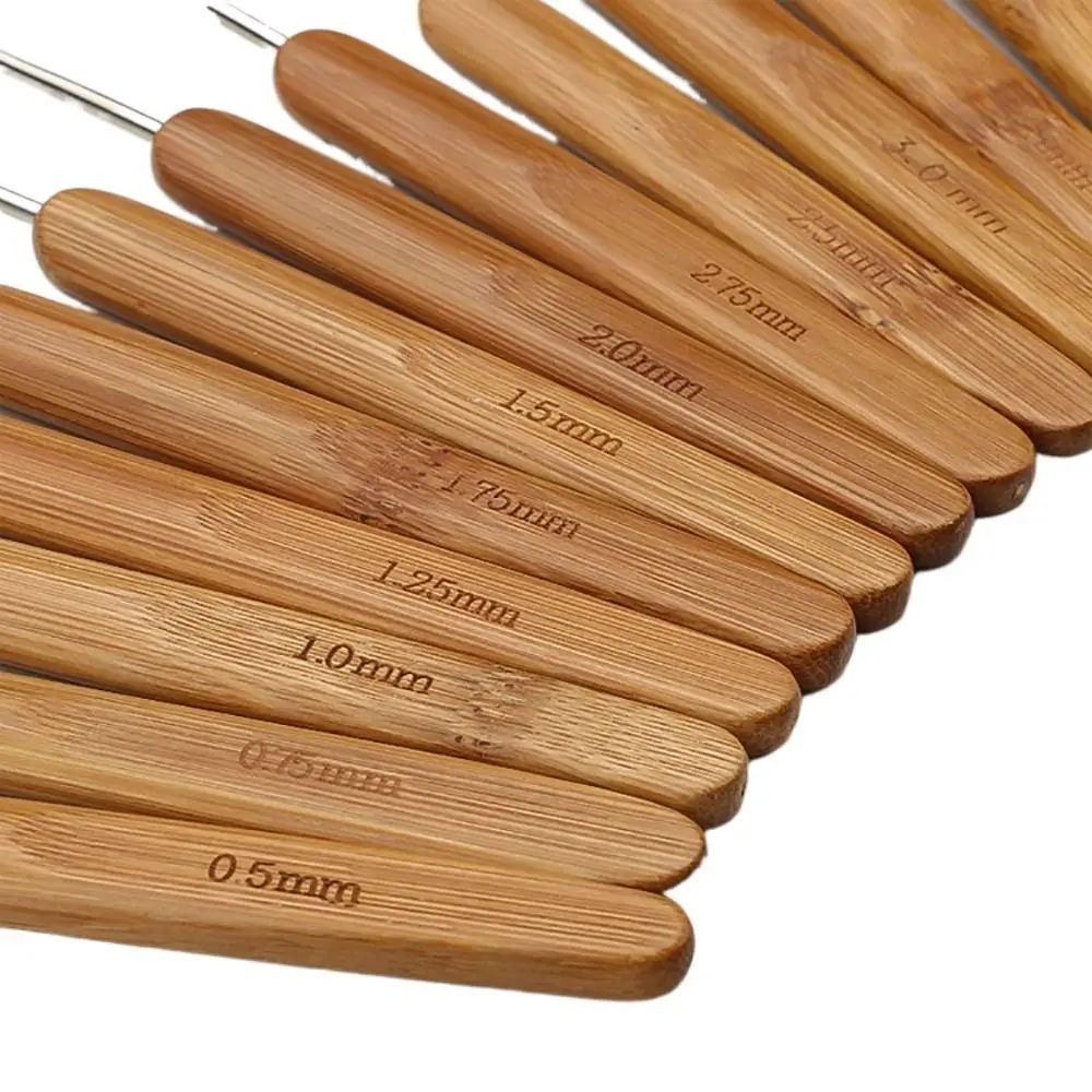 Handicraft Bamboo Wooden Crochet Hooks Small Size Long Knitting Crochet Yarn Weave Tool DIY Sewing Accessories
