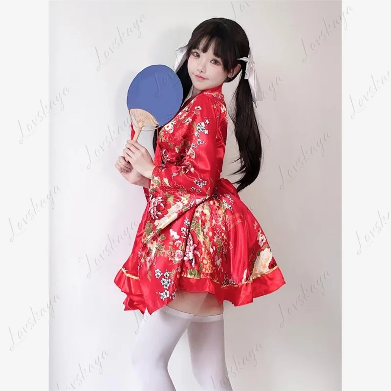 

Women's Traditional Kimono Formal Dress Summer-Style Floral-Patterned Modified Yukata Cosplay Costume Set