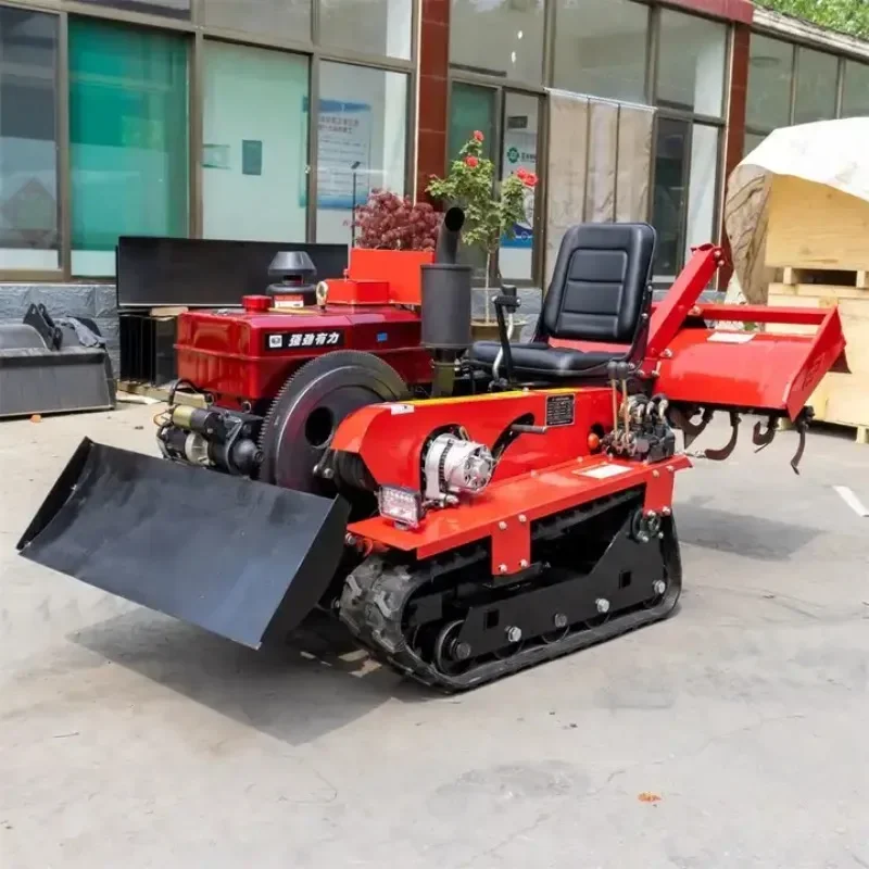 Agricultural track type small cultivators, small agricultural tractors, popular garden agricultural machinery planting cultivato