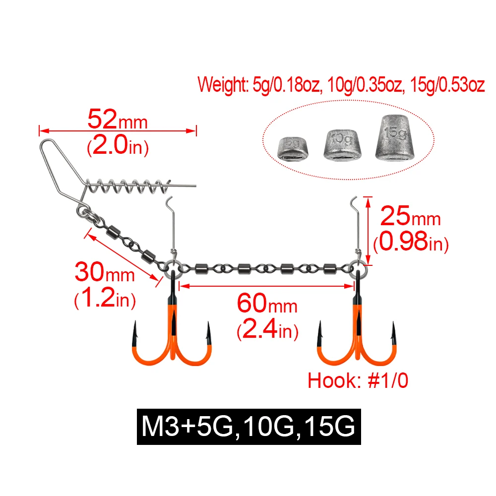 Spinpoler Rolling Wartels Spiraal Stinger Rig Vissen Kit 2X UV Dreggen Met Zinklood Gewicht Voor Zachte Lokken Swimbait Snoek Bass