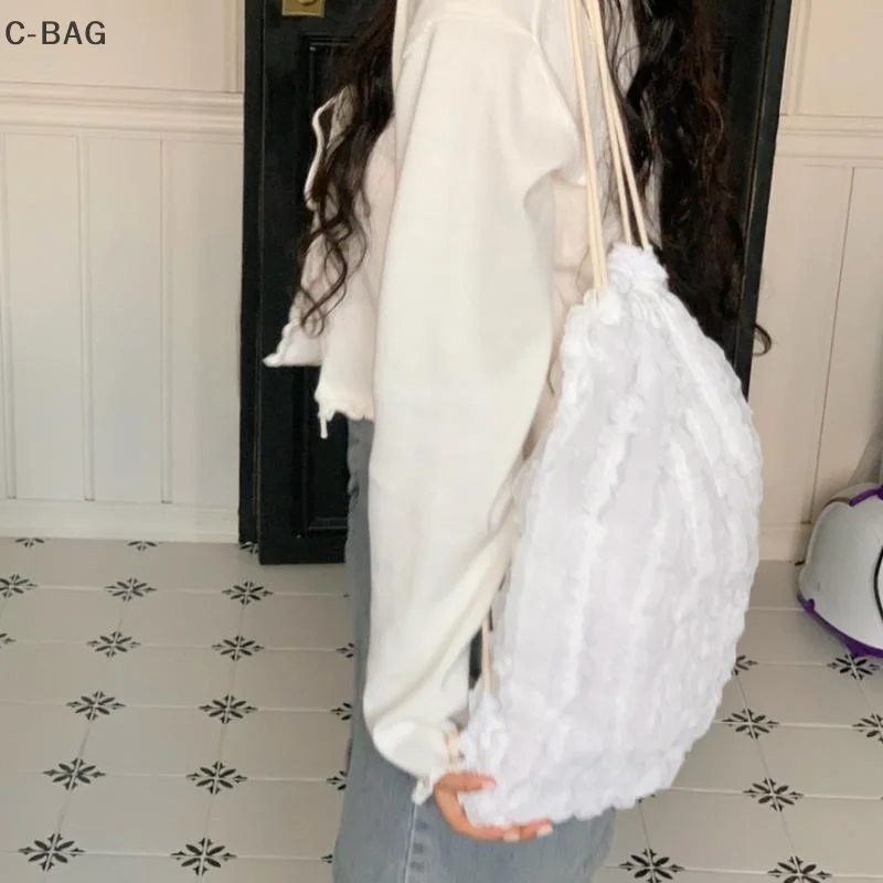 

Charming Pleated Cloud Backpack with Lace Detailing, Large Commuter Bag for Women