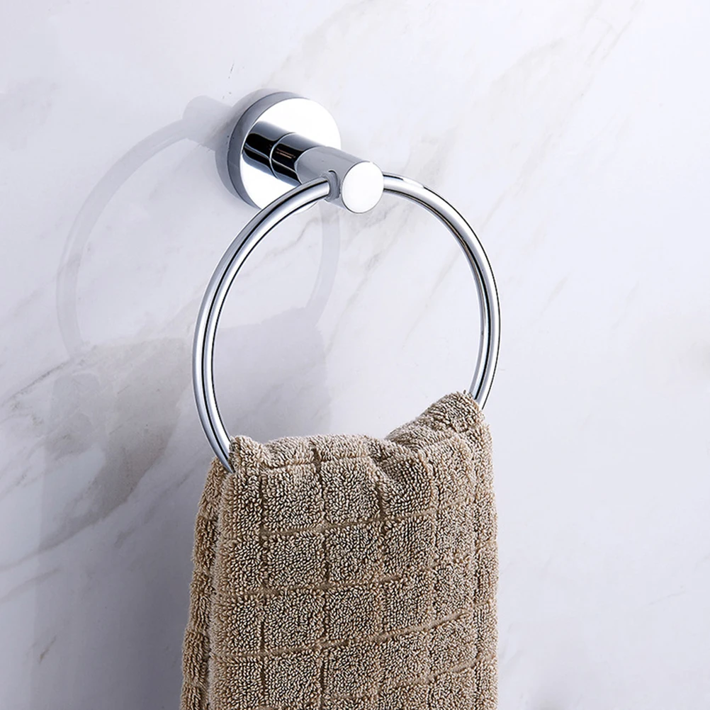 

Sturdy Bathroom Towel Ring Black Stainless Steel Wall Mount Easy Install Plated Surface Heat Resistant Steam Proof
