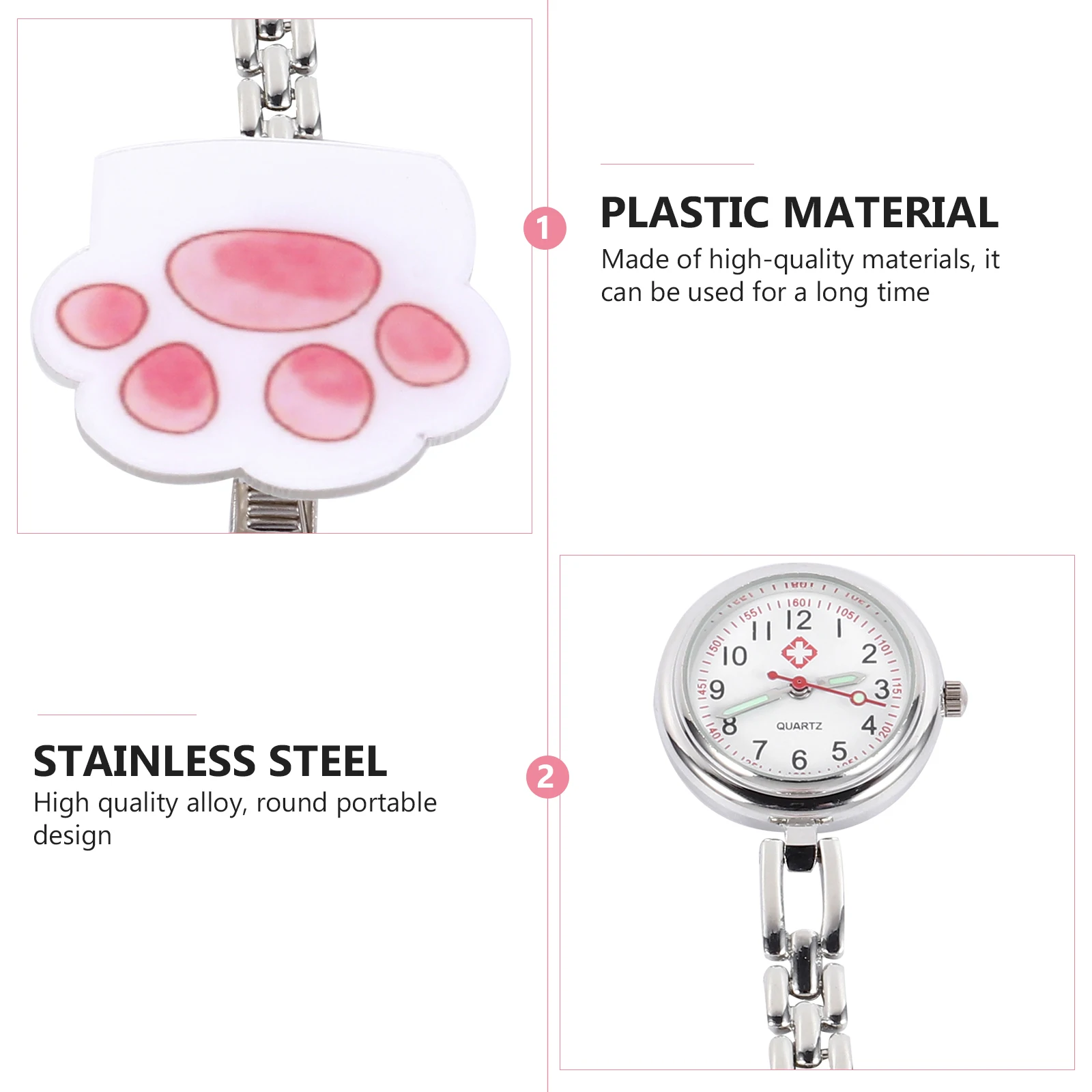

1 pc Cat Paw Nurse Luminous Pocket Watch High Quality Alloy Electronic Watch For Doctors Nurses Gift Assorted Color