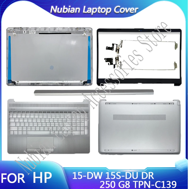 

For HP 15-DW 15S-DU DR 250 G8 TPN-C139 Laptop LCD Back Cover Front Bezel Hinge Palmrest Bottom Case Silver L52012-001 L52007-001