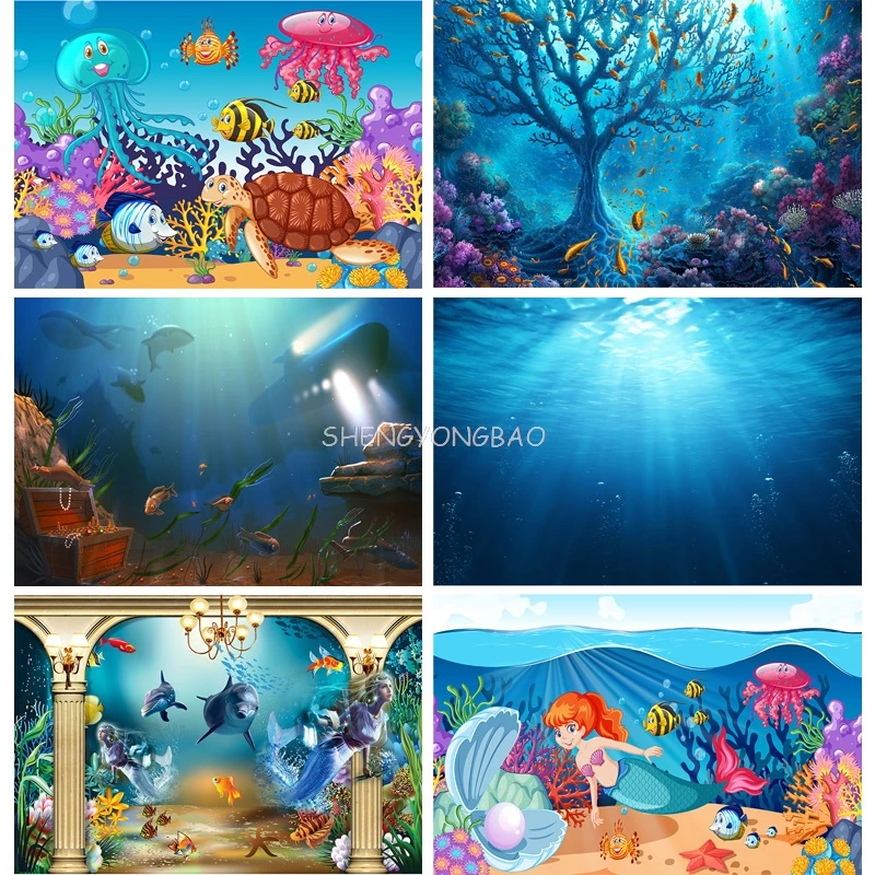 

Children Birthday Photography Backdrops Ocean World Baby Newborn Portrait Photo Background Studio Props 2194 HYY-06