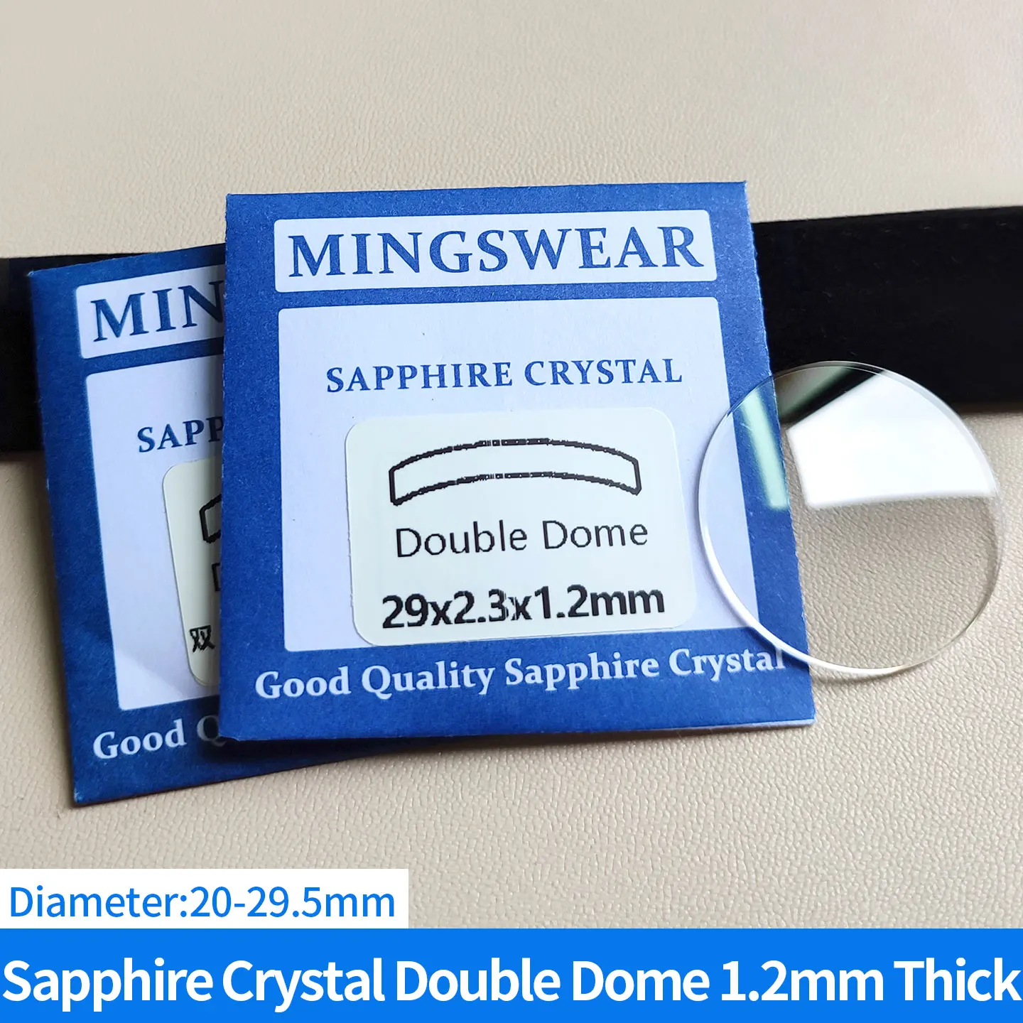 Saphir-Doppelkuppel, 1,2 mm dick, 20–29,5 mm Durchmesser, Uhrenkristall, Reparaturwerkstatt, Werkzeuge, Zubehör, Uhrenglasoberflächenteile – Detail 5